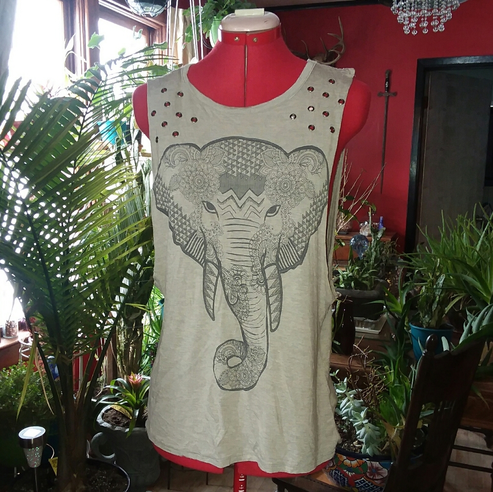 Open Back Elephant Athletic Tank Top